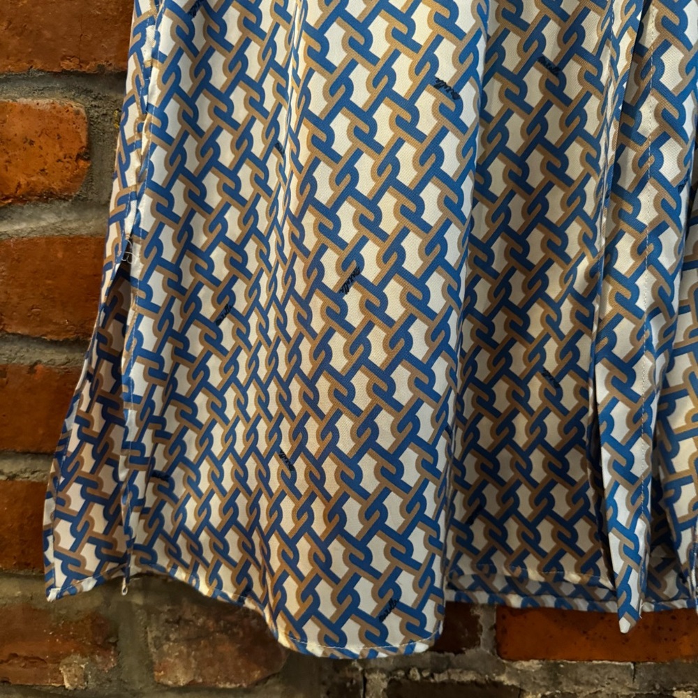 MARELLA Blue and White Geometric Long Sleeve Dress - Picture 12 of 14